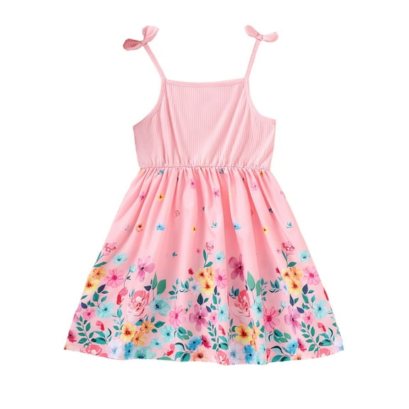 Toddler Girls Dress 5T Girls Summer Suspender Dress 5T Girls Sleeveless Dress Strap Floral Dress Pink