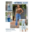 thumbnail image 6 of DOKOTOO Women's High Waisted Jeans Stretchy Comfort Fit Flared & Straight Leg Trendy Raw Hem Loose Fit 90s Retro (Plus Size Available), 6 of 9