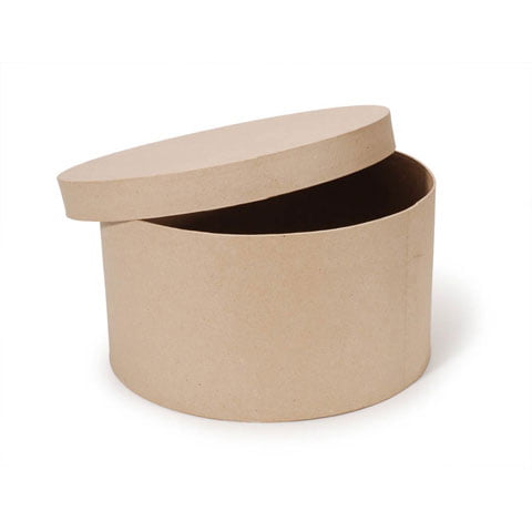 Darice Natural Paper Mache Round Box, Round Paper Mache Hat Boxes