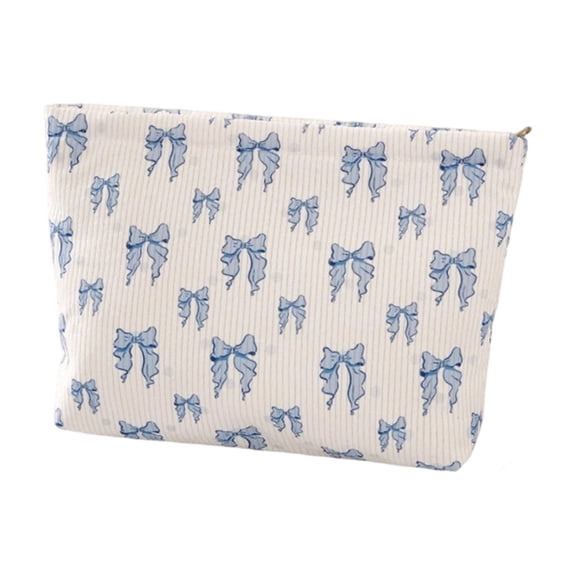 Yunuuuoa 5 Packs Women's Corduroy Cosmetic Bag with Bowknot Design Portable Travel Makeup Pouch Organizer for Daily Essentials Storage and On-the-Go Use