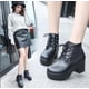 thumbnail image 5 of Nuevos botines de mujer a la moda de cuero negro, moda de otoño, piel Sexy, botas de plataforma impermeables antideslizantes para motocicleta, zapatos para mujer, 5 of 5