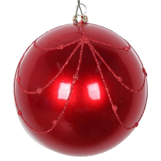 Vickerman MT194503D Rideau Ornemental Pailleté Bonbon Rouge 4 Po. - 4 par Sac