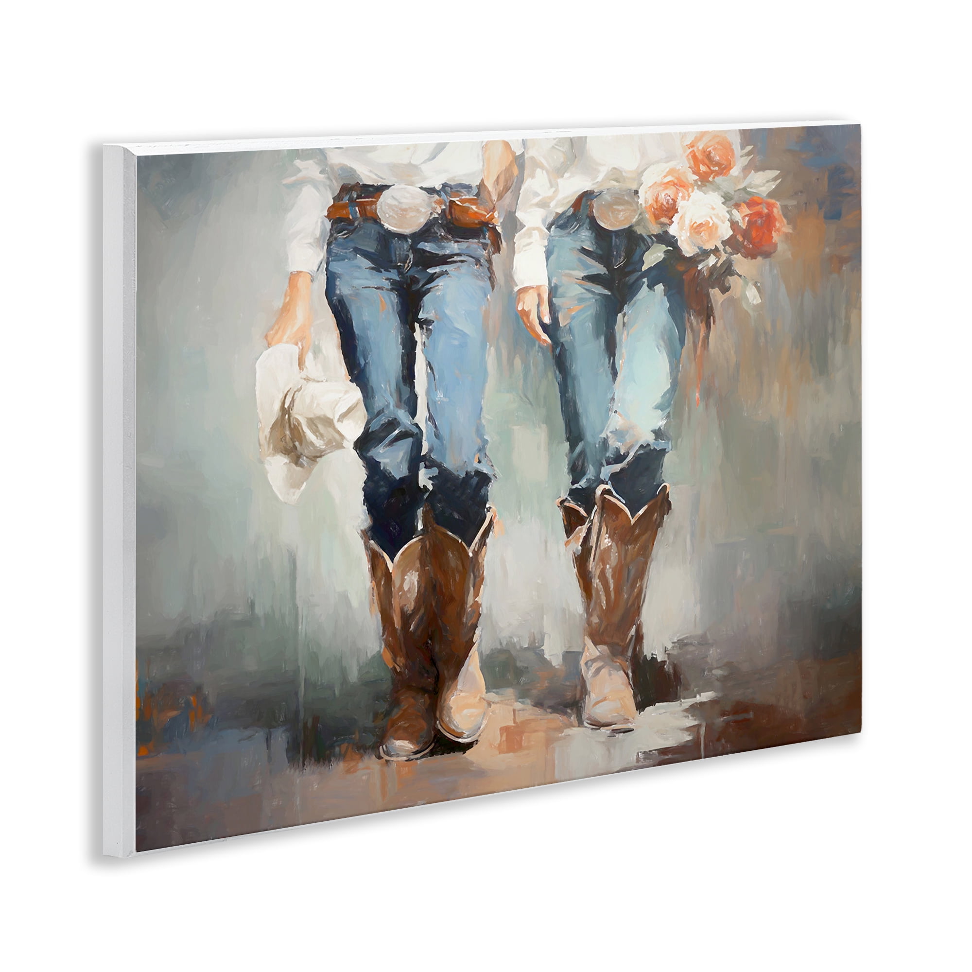 Stupell Industries Floral Cowgirl Pair Novelty Painting Unframed Art Print Wall Art, 14 x 11