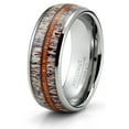 thumbnail image 2 of Metal Masters Tungsten Carbide Mens Ring Wedding Band Deer Antler Whiskey Barrel Wood 8mm Comfort-Fit Black, 2 of 4
