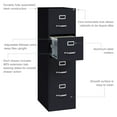 thumbnail image 4 of Hirsh 22" Deep 4 Drawer Letter Width Vertical File Cabinet, Commercial Grade, Black, 4 of 20