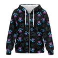 thumbnail image 4 of SCRAWLGOD Paws Violet Blue Streetwear Full-Zip Hoodies for Women Hooded Pullover Coat Long Sleeve Easy to Clean Sweatshirt with Relaxed Shoulder for Shopping Exercise, M, 4 of 7
