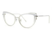 Cat Eye Clear Lens Glasses Metal Gold 50s Vintage Women Retro Eyeglasses