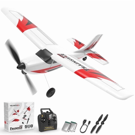 Bruce&Shark RC Plane Trainer 3CH Remote Control Airplane with Prop Saver, 6-Axis Gyro Stabilizer & 3 Modes to Fly, Radio Controlled Aircraft RTF for Beginners & Adults with 2 Batteries