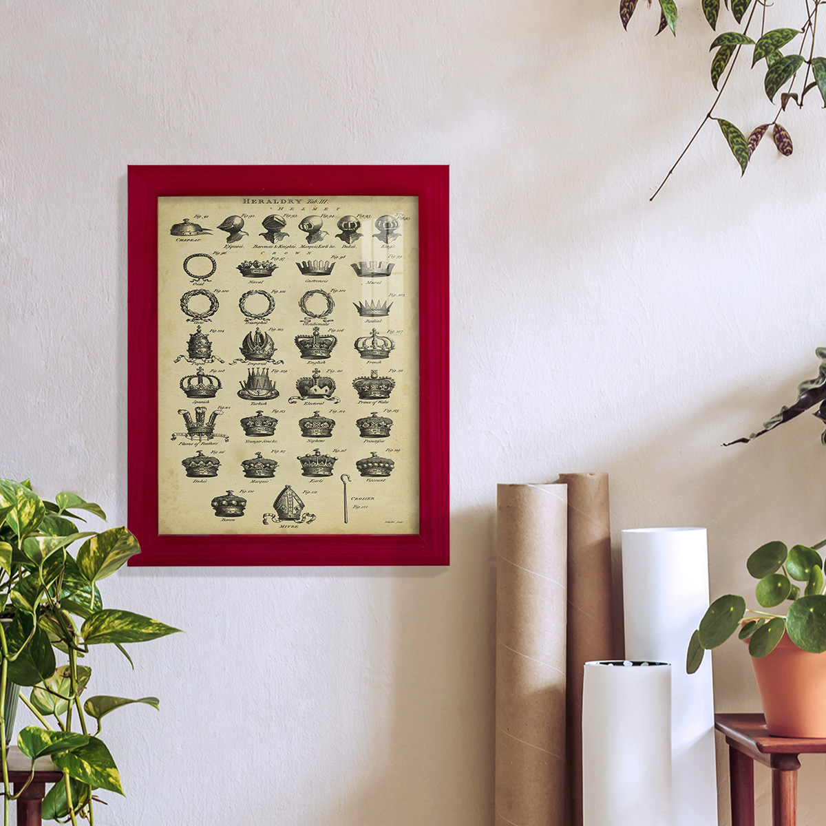 Deckled Encyclopediae IV (AS) -Framed Print w/glass-Cherry Red