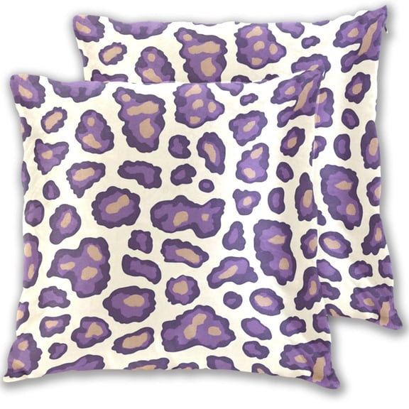 Purple Leopard Skin Print Throw Pillow Covers Pillowcases 16 x 16 Inch Home Decor 2 Packs for Bedroom Sofa