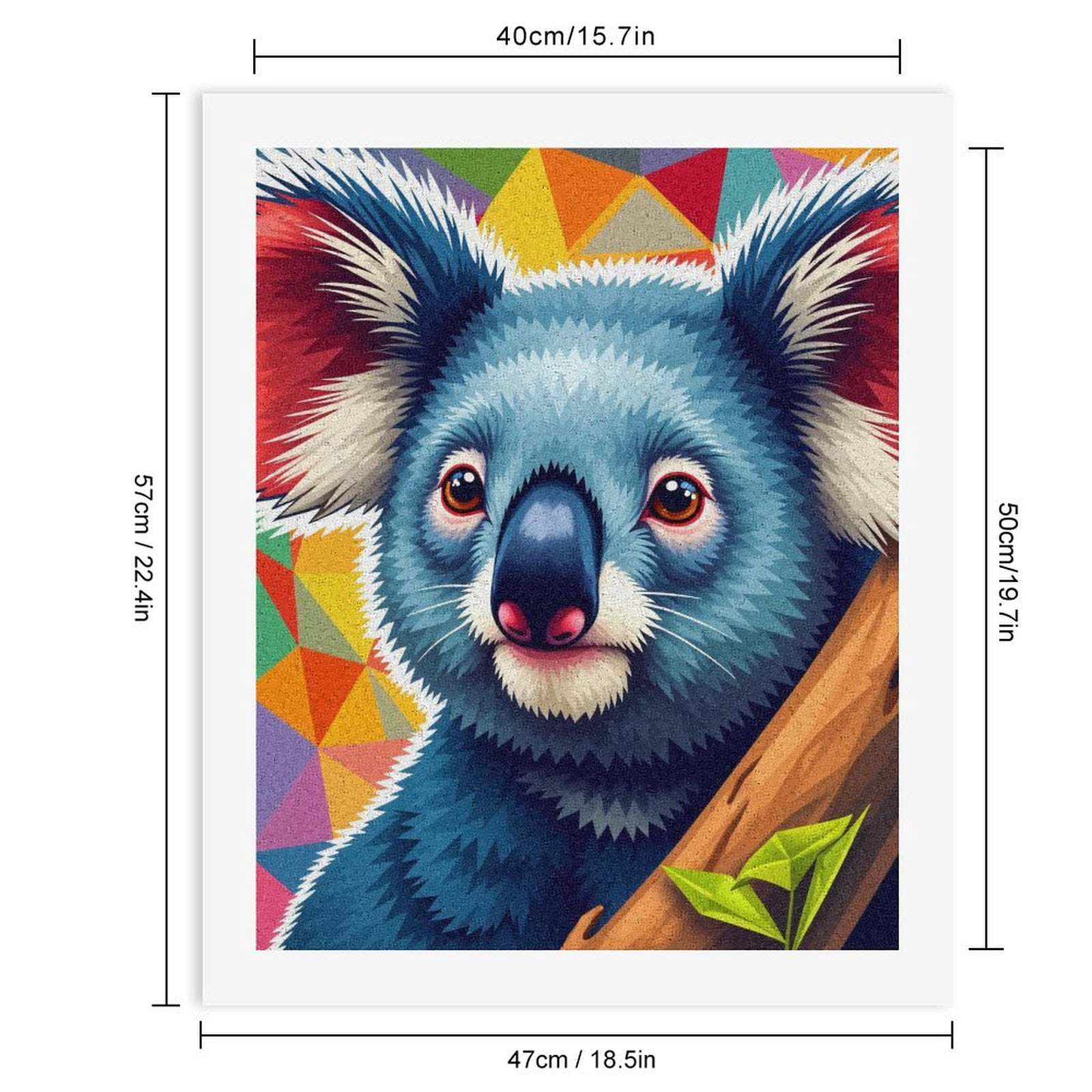 Paint By Numbers Kit for Adults Beginner - DIY Blue Koala Colorful Geometric Art Canvas Painting Kits for Adults, Frameless Paint By Number for Adults for Home Wall Decor 16x20 Inch