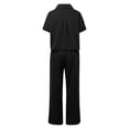 thumbnail image 4 of BYHONG Women Summer Pant Suits V Neck Loose Short Sleeve Blouses Casual 5 Piece Set Womens Pant Suits With Pockets Black XL, 4 of 4