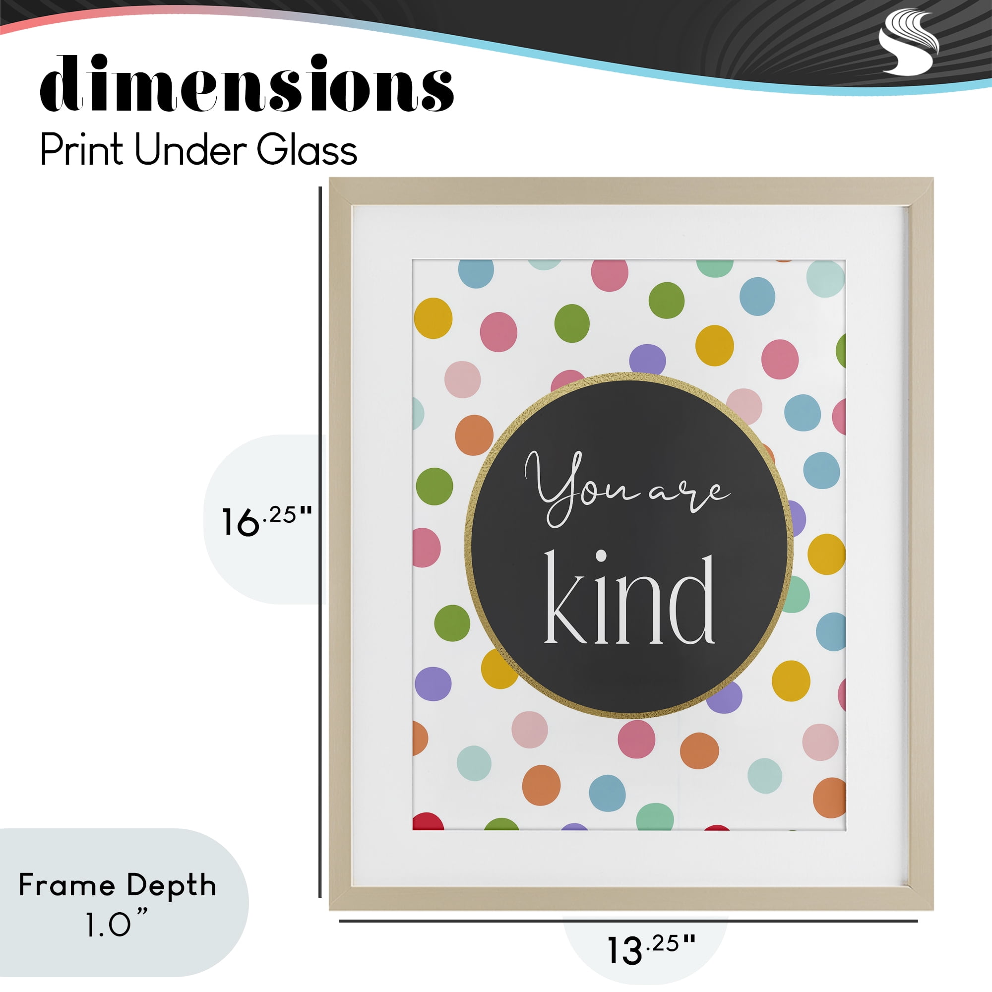 Stupell Industries You Are Kind Polka Dots Birch Framed Print Under Glass, design by Christine Simpson Art