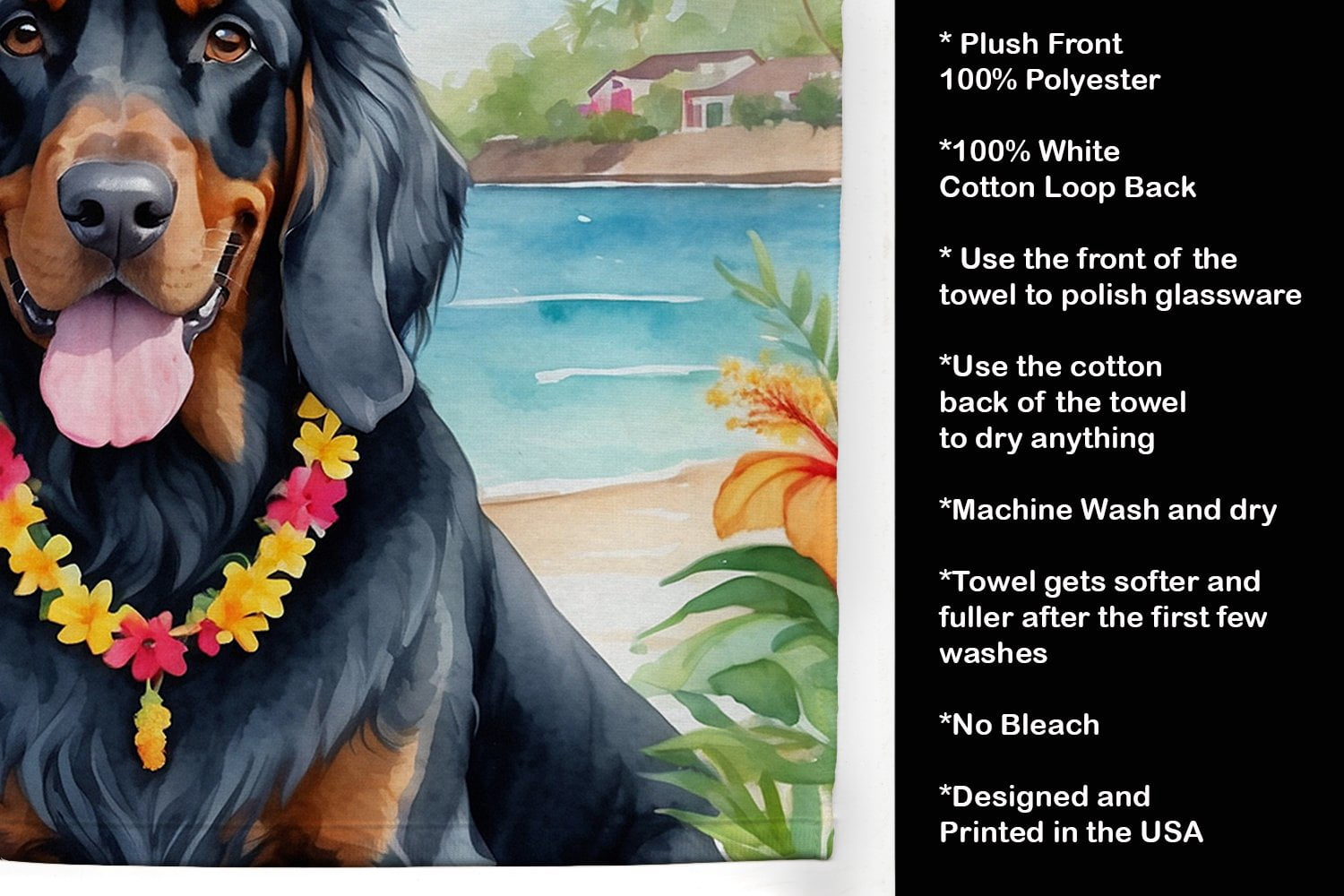 Carolines Treasures DAC6444KTWL 25 x 15 in. Gordon Setter Luau Kitchen Towel