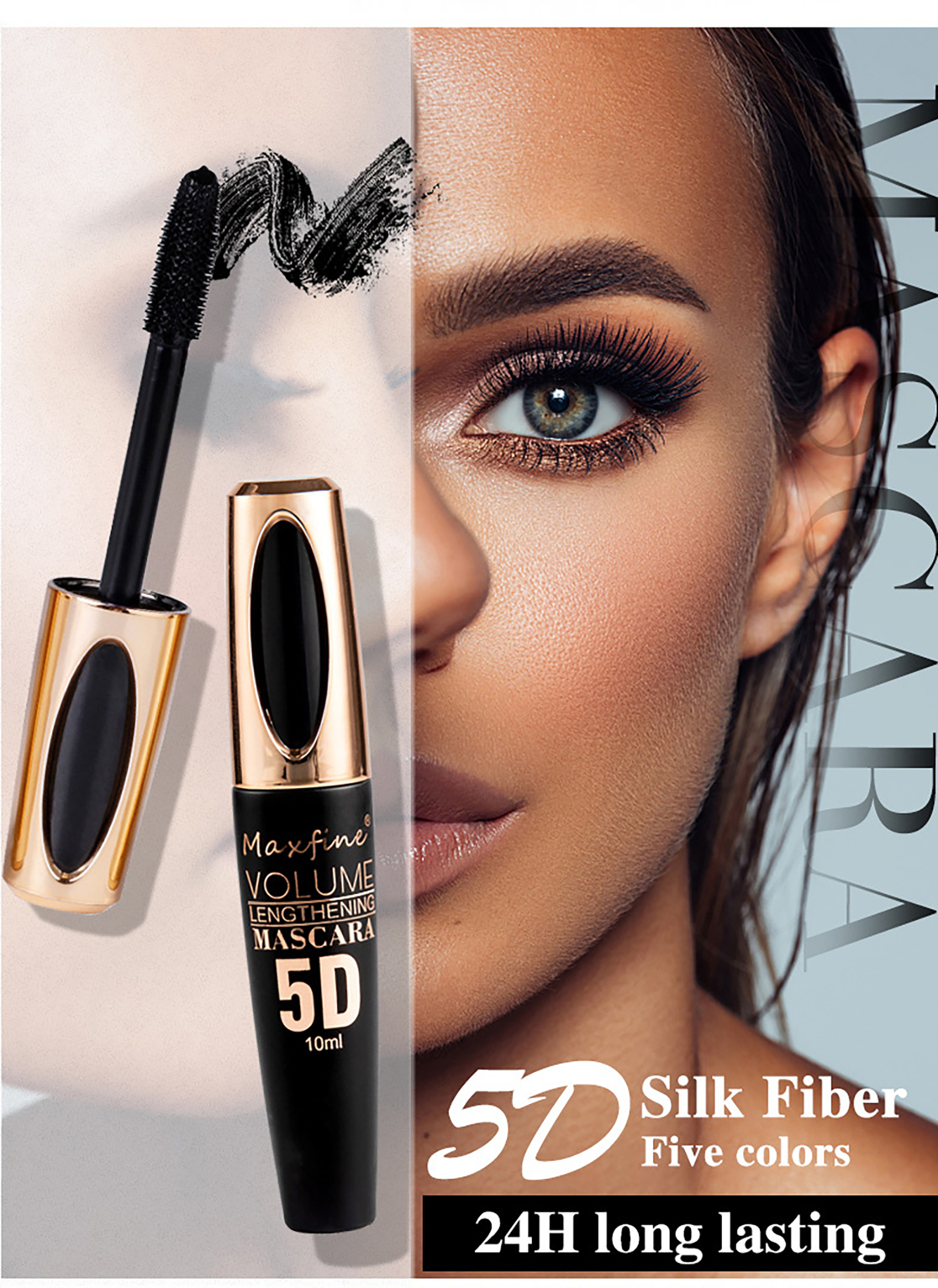Beuking Blue Waterproof Mascara, 5D Silk Fiber photo 2