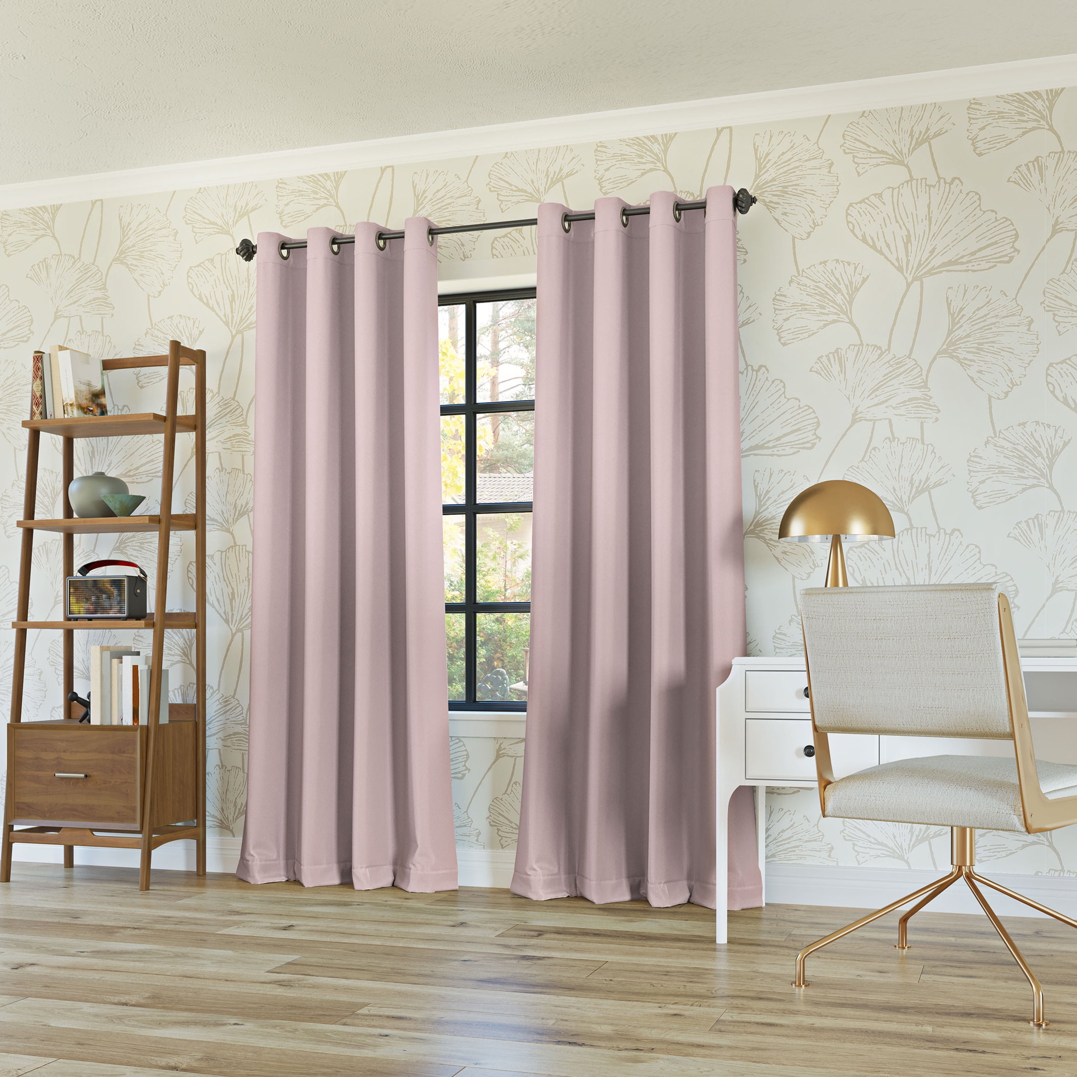 Sun Zero Oslo Extreme 100% Blackout Grommet Curtain Panel, 52"X63", Blush Pink, 1-Piece Single Panel