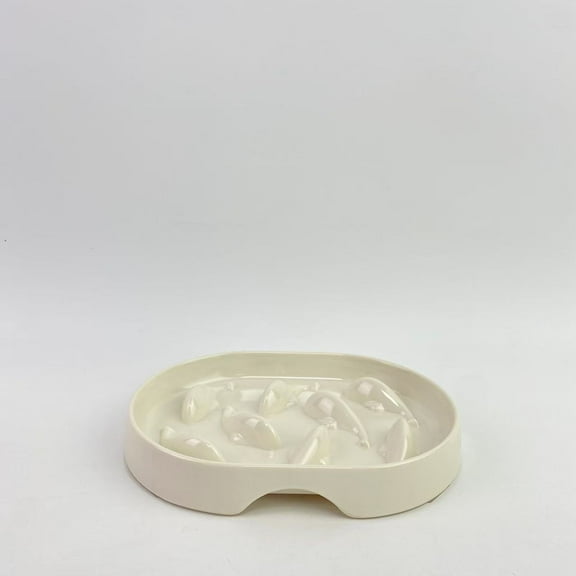 BIRDINSIGHTPRO Feeding vessels for pets,Cat Slow Feeder Bowl Fish Pool Design Feeder Dish Fun Interactive Cat Food Bowl Healthy Eating Diet Bowls for Pet Puppy Dogs Dishwasher Safe(White)