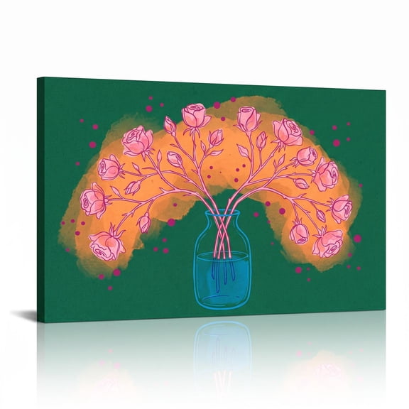 XaaKee Rose Canvas Wall Art Prints Modern Abstract Bouquet Floral Art Prints Inner Framed 18*12Inch