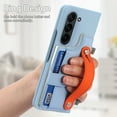 thumbnail image 5 of ELEHOLD for Samsung Galaxy Z Fold 6 Wallet Case with S Pen Holder & Stand,Built-in Screen Protector Strap Card Holder Back Cover Hard PC Shockproof Case for Men Women Girls,Skyblue, 5 of 9