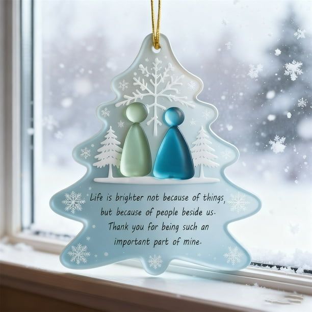 Colgante navideño de rbol de cristal marino de la Amistad Eterna (2 piezas)