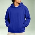 thumbnail image 2 of Trgacdwlo Mens Fleece Hoodies Fall Winter Fuzzy Pullover Men Athletic Long Sleeve Flannel Mens Hooded Sweatshirt with Pocket Blue M Blue M, 2 of 5