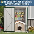 thumbnail image 6 of QinaQin 5x3 FT Heavy Duty Metal Outdoor Storage Outdoor Storage,Sloped Roof & Lockable Single Door - Compact Weatherproof Tool Organizer,Dark Green, 6 of 8