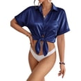 thumbnail image 3 of MOYIKO Swimsuit Coverup for Women Silk Stain Summer Tops Bathing Suit Cover Up Button Down Shirts Beach Outfits Dress, 3 of 7