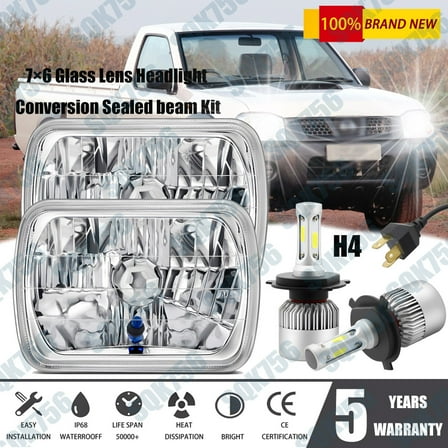 For 1995 1996 1997 Nissan Pickup Hardbody LED Headlights Hi/Lo Sealed Beam 7x6"