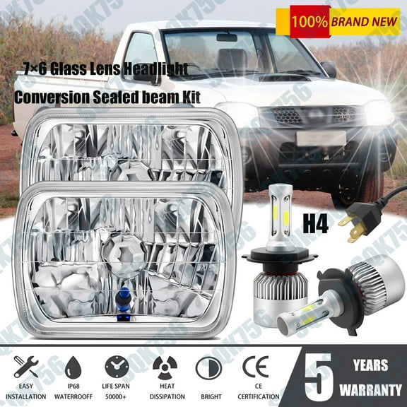 For 1995 1996 1997 Nissan Pickup Hardbody LED Headlights Hi/Lo Sealed Beam 7x6"