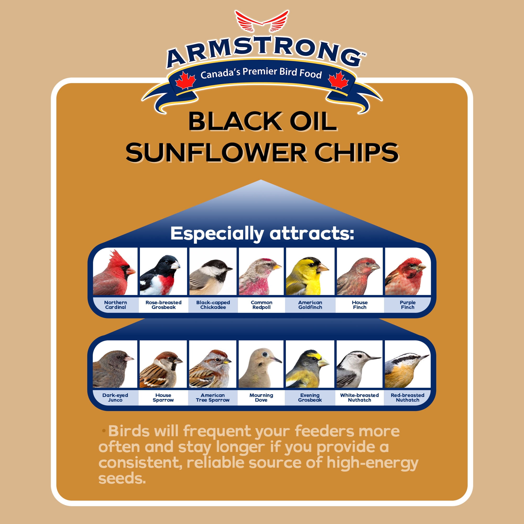Armstrong Wild Bird Food Black Oil Sunflower Chips, 4lbs