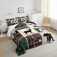 thumbnail image 4 of Rustic Cabin Lodge Bedding Queen Size, Bear Deer Elk Comforter Set Vintage Farmhouse Adventure Quilt Woodland Forest Animal Grid Claw Bedding Comforter Sets Rustic Farmhouse Home Decor, Green Brown, 4 of 5