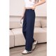 thumbnail image 5 of Pantalones de Pierna Ancha de Nuevo Estilo de Verano para Mujer, Pantalones de Pierna Recta con Cintura Elástica, Pantalones Largos Casuales a la Moda, Pantalones Azul Marino, 5 of 8