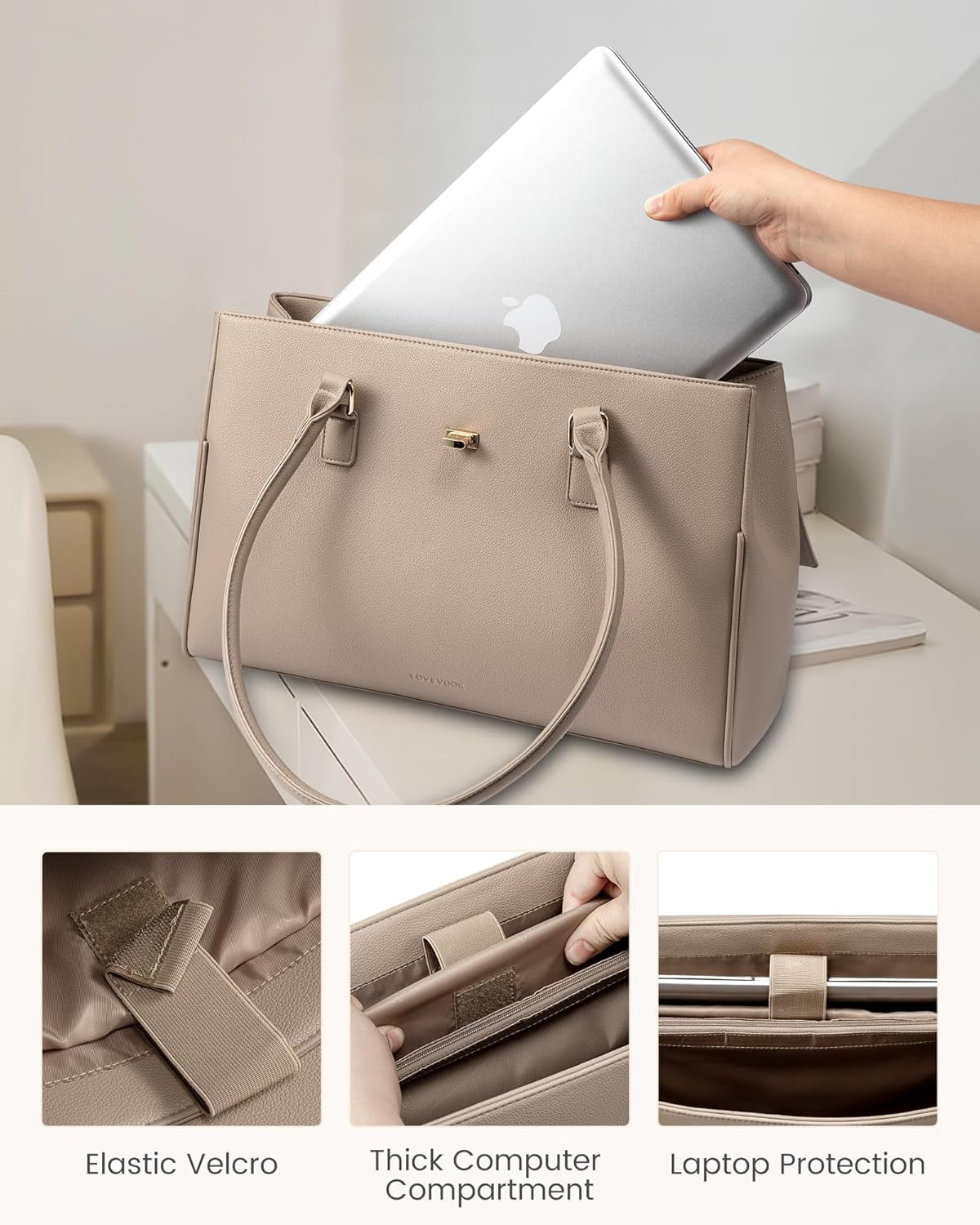 LOVEVOOK Laptop Bag for Women Work Tote 15.6 Inch Briefcase Messenger Bag Waterproof for Business Office Dating