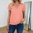 thumbnail image 2 of Chuancc Womens Summer Tops Short Sleeve Basic Casual V Neck T Shirts Trendy Fashion 2026 Pink 2XL, 2 of 4