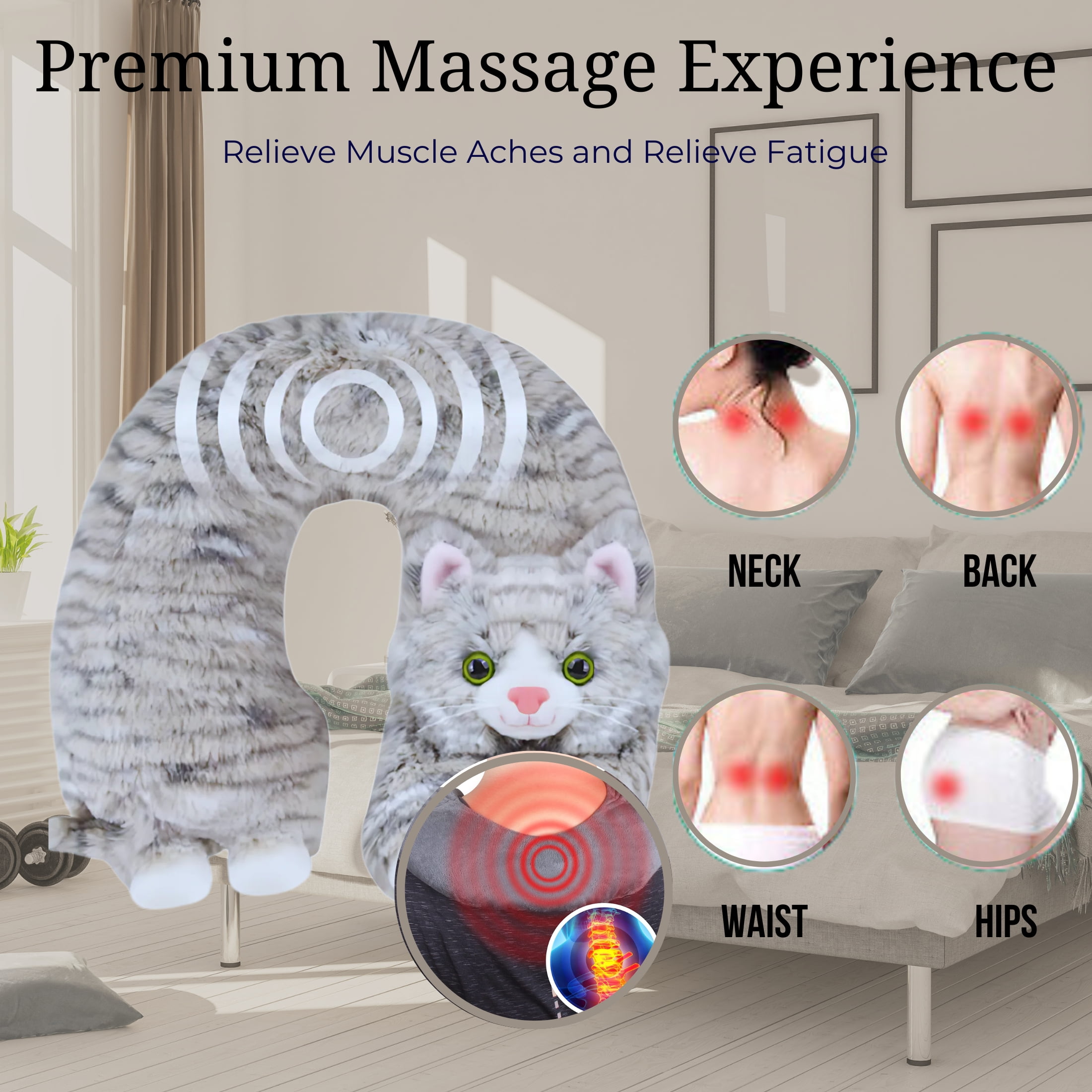 Neck Cat Massager, 11in. Vibrating Animal Massage Cushion Pillow for Back  Shoulder Body with Relaxing Vibration Soft Portable Travel Wrap Christmas  Thanksgiving Birthday Party Favors Gift - Walmart.com