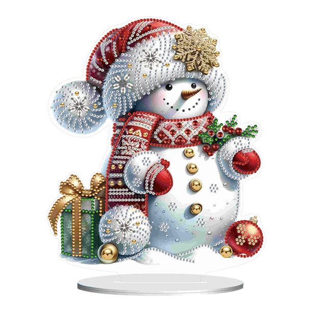 (LL101) Adornos Pintura Diamantes Adornos Ambiente Navideño Muñeco Nieve Invierno (Diamante Brillante Una Cara + Diamante Forma Especial) Video