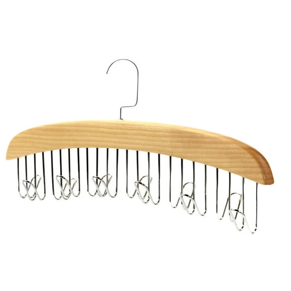 Tineasur Premium Wooden Tie Hanger with 12 Hooks for Necktie Storage and Organization, Fine Texture Design