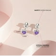 thumbnail image 4 of CZ Heart Solitaire Simulated Amethyst Earrings Screw Back - Sterling Silver, 4 of 7