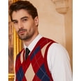 thumbnail image 5 of Kallspin Men's Argyle Vest Sweater Wool Blend V-Neck Sleeveless Pullover Sweater(Burgundy Red,Small), 5 of 7