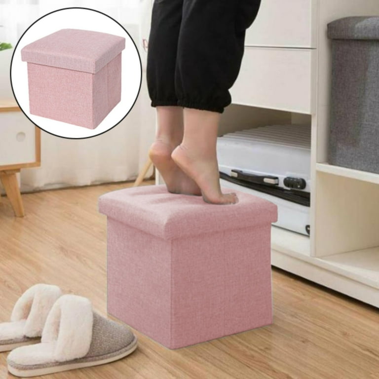 Folding Storage Ottoman Cube Saving Storage Toy Box Foot Rest Stool Seat Foldable Storage Boxes Footrest Step Stool Padded Seat For Dorm Living Room Saving Storage Bo Walmart