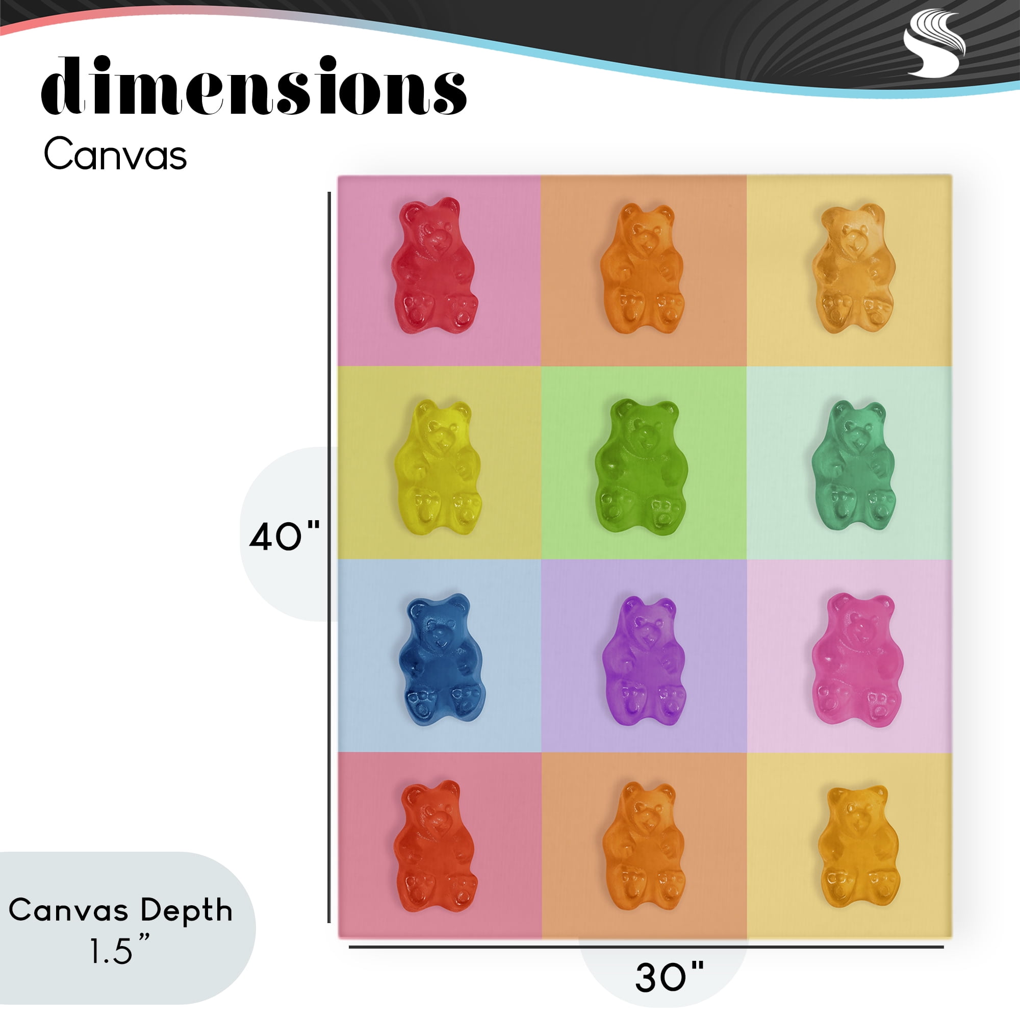 Stupell Industries Rainbow Gummy Bear Candy Grid Canvas Wall Art, design by LISH Creative