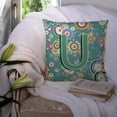 thumbnail image 3 of Letter U Circle Circle Teal Initial Alphabet Fabric Decorative Pillow, 3 of 4