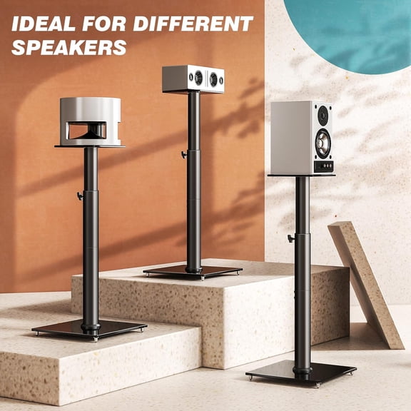 Universal Speaker Stands for Surround Sound with 360 °   Swivel，Height Adjustable Bookshelf Speakers Stand from 32" to 43" with Cable Management, Speaker Stands Pair with Nonslip Pad Easy Install