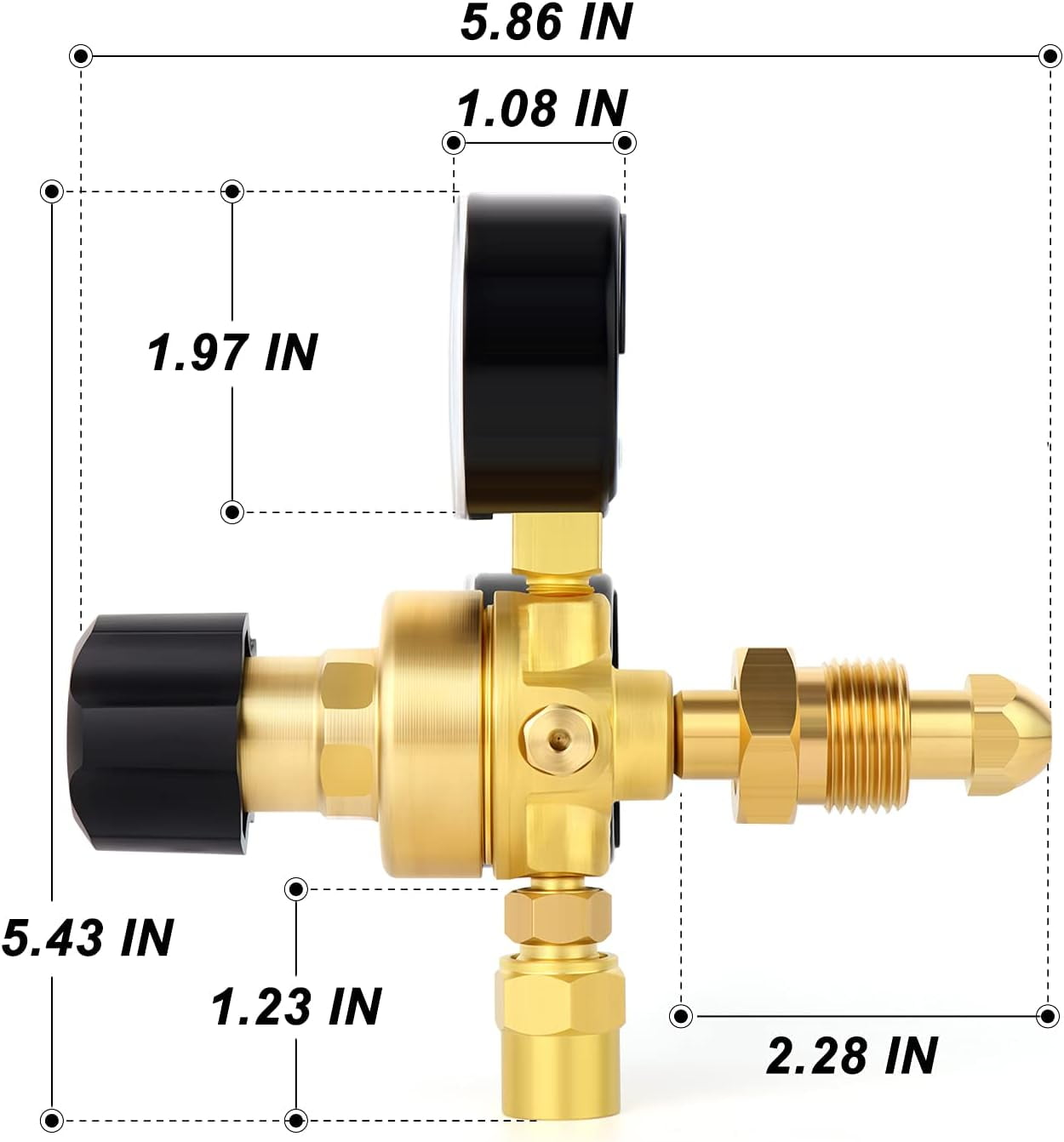 MEANLIN MEASURE Argon CO2 Regulators Gauges Gas Welding Regulator CGA580 Fitting With Miller Lincoln Mig Tig Weld With 60 Inch Hose 0-4500PSI / 0-10BAR