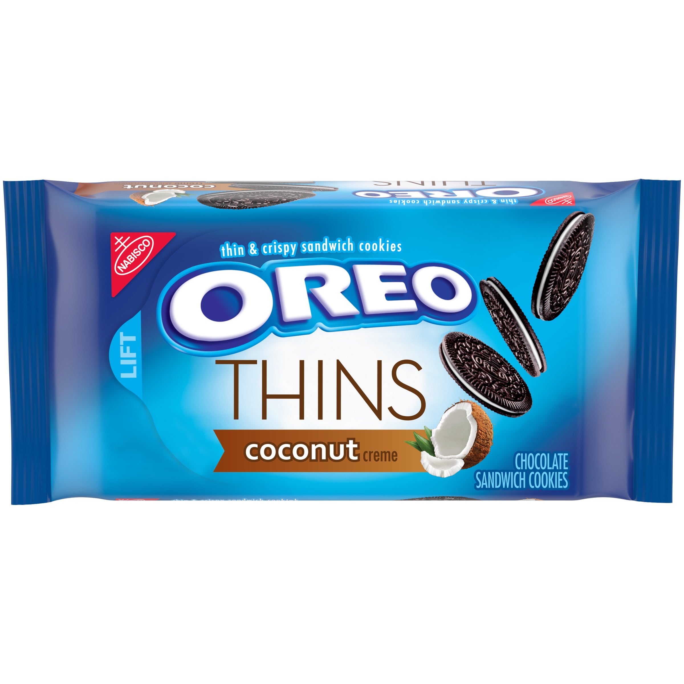 OREO Thins Chocolate Sandwich Cookies, Coconut Flavored Creme, 1