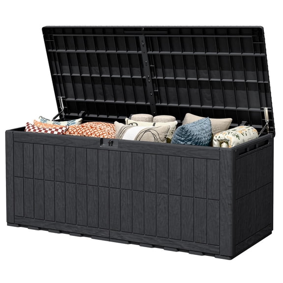 Devoko resin deck box 220gal waterproof for outdoor, Black