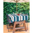 thumbnail image 4 of Outdoor Tablecloth with Umbrella Hole and Zipper Blue Grey Stripes Rectangle Outdoor Tablecloths 60x120 Waterproof Outside Table Cloths Patio Table Cloth Cover for Outdoor Tables Picnic Garden, 4 of 6