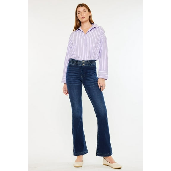 Kancan High Rise Double Waistband Flare Jeans