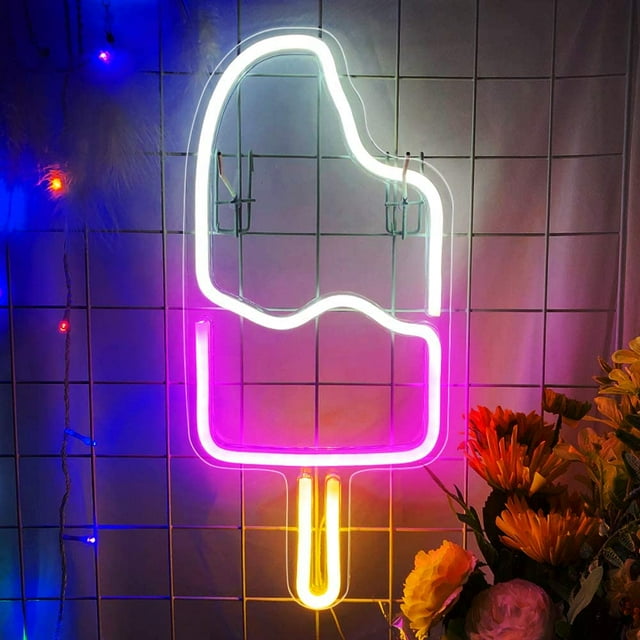Letrero de neón de paleta - Luces de neón LED de arte 3D alimentadas por USB para dormitorio - Letreros de neón acrílicos iluminados para decoración de pared, fiesta de cumpleaños, boda, Halloween, d JAMW Sencillez