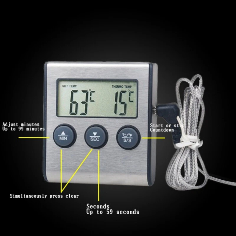CIRCLE- Remote Kitchen Digital Cooking Thermometer Probe Meat Food Temperature W/Timer